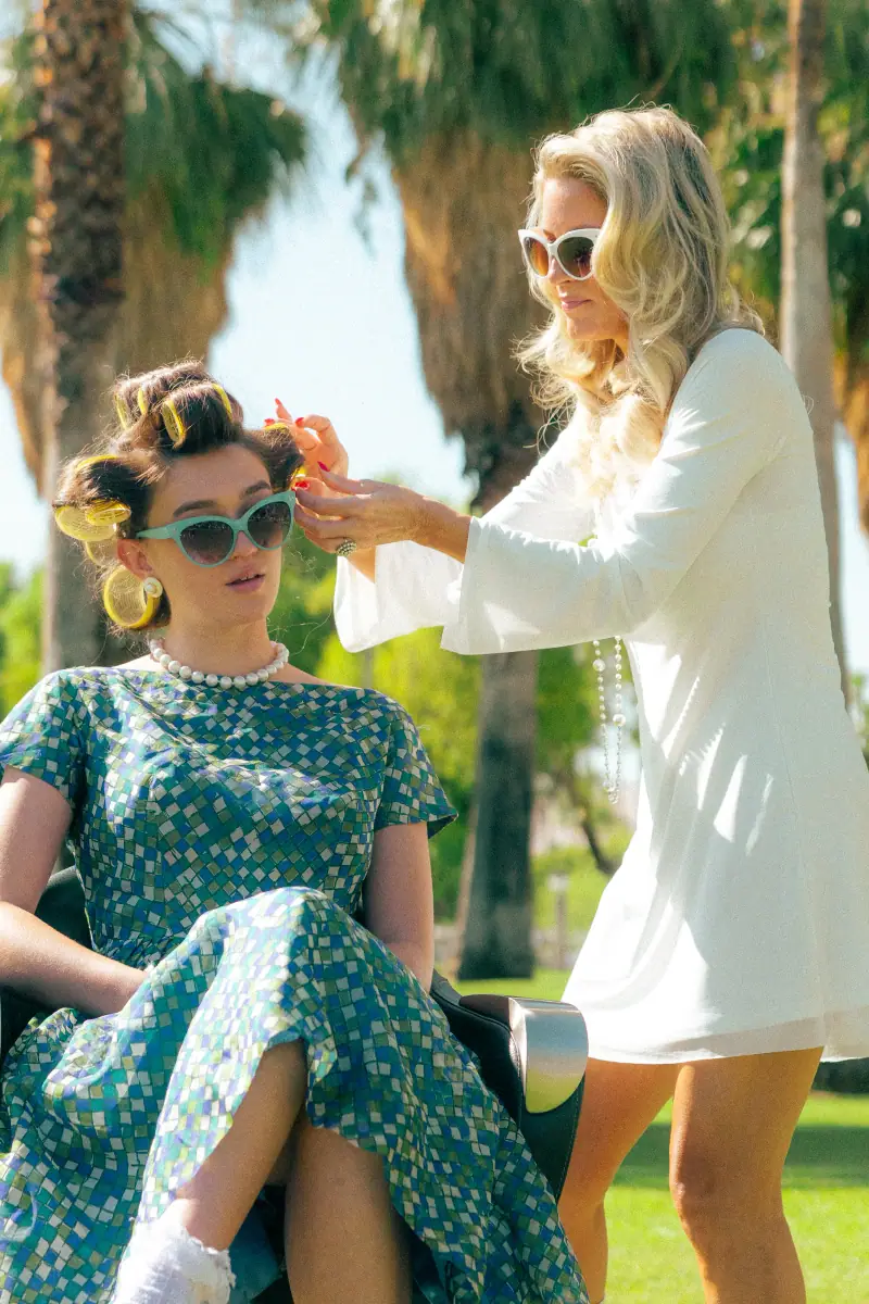 1960s editorial styling session outdoors